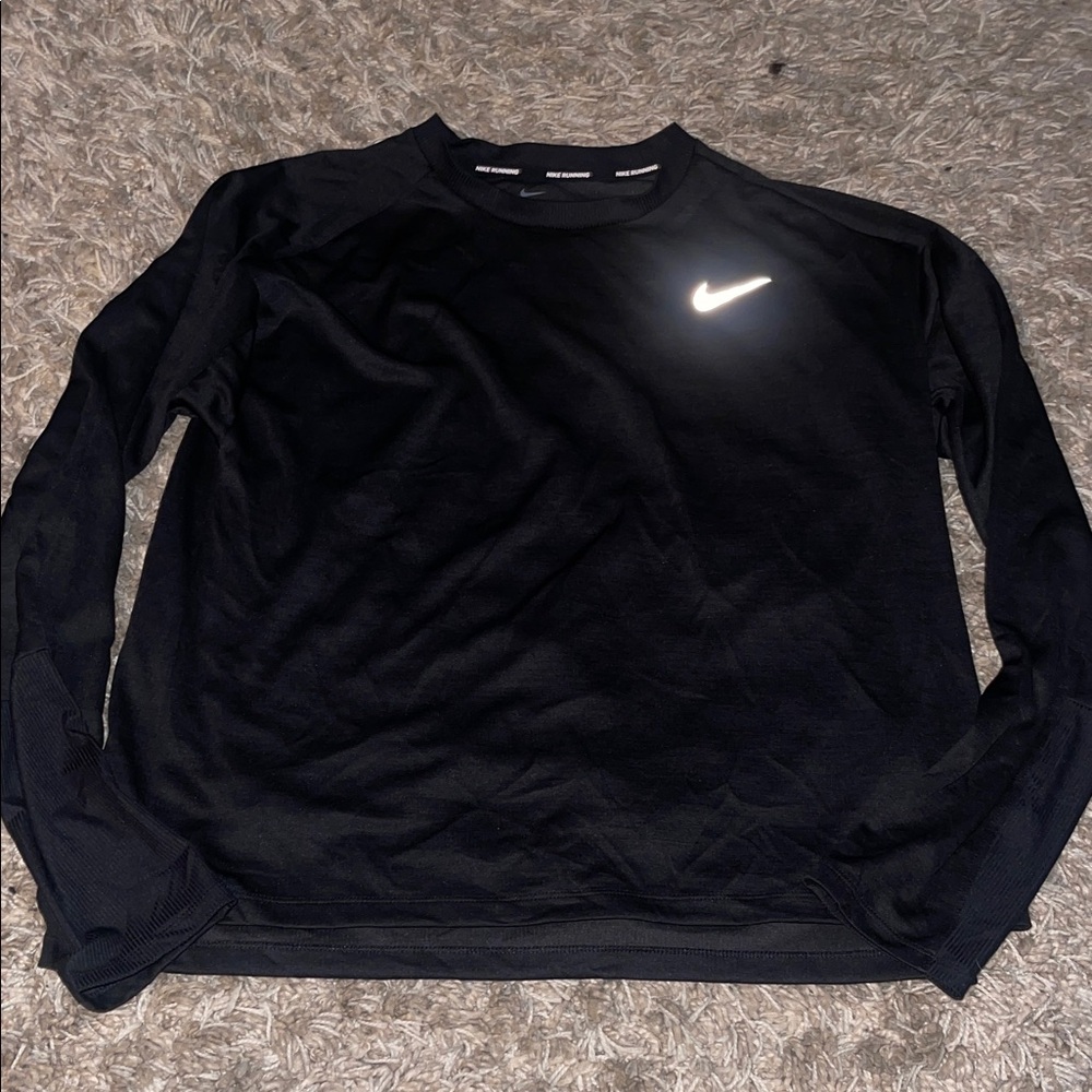 Nike Black Long Sleeve Top with White Swoosh